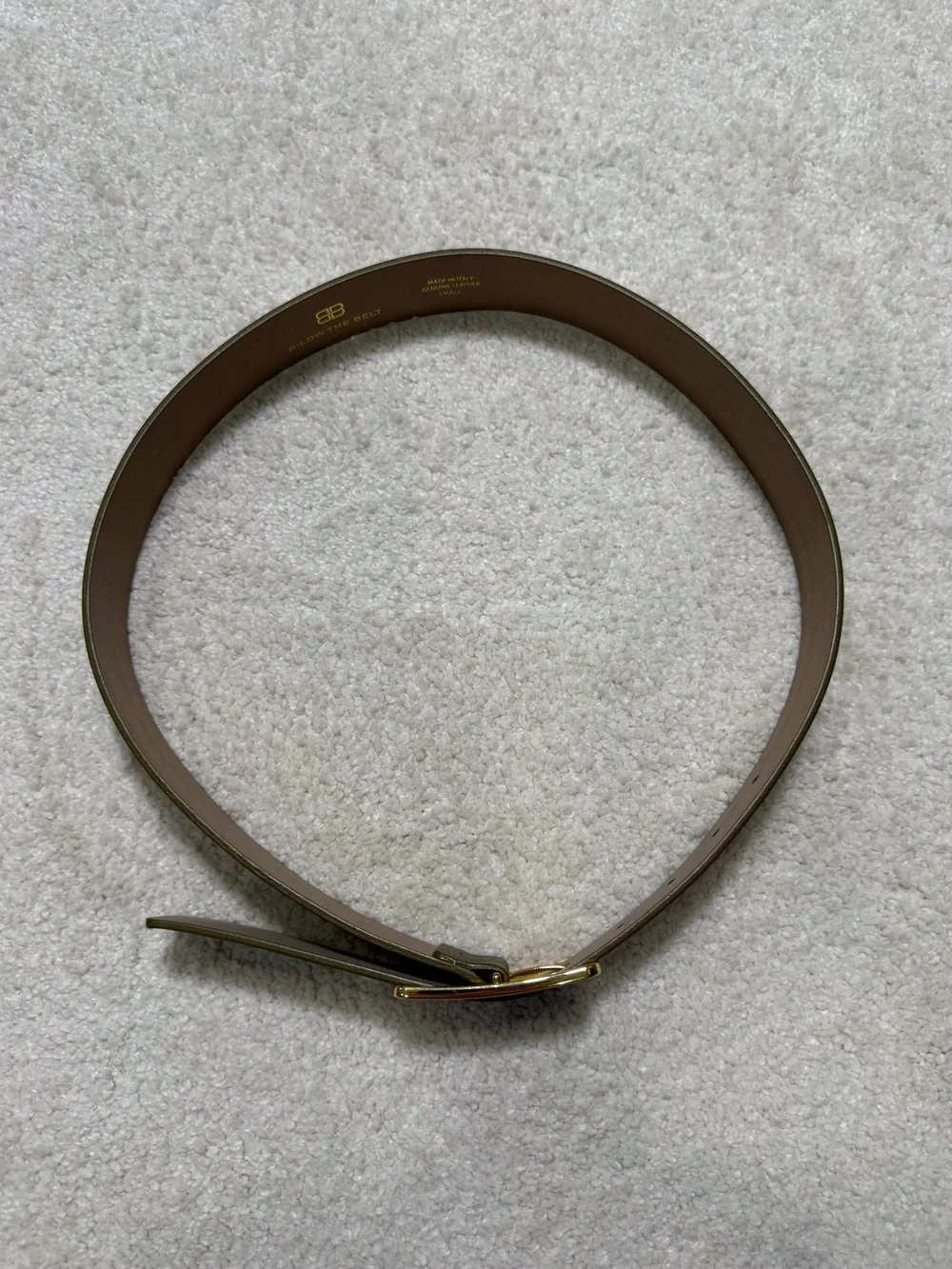 B-Low the Belt Milla Leather Hip Belt Olive Green Tan Gold Buckle Size Small